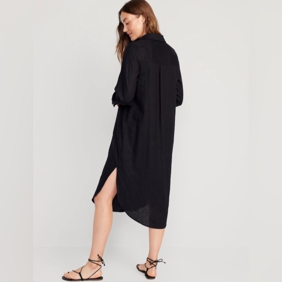 NWT! Black Long-Sleeve Shirt Dress for Women - Multiple Sizes 💜 - Picture 2 of 9